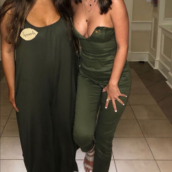 Strapless army green jumpsuit - Picture 4 of 4